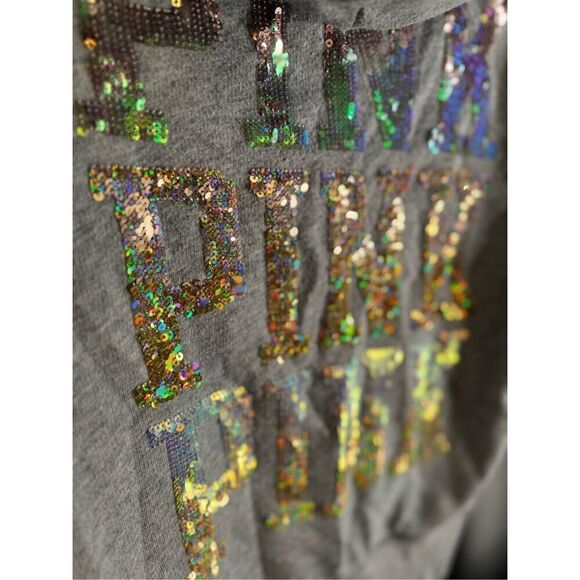 VS PInk mcbling ombre iridescent sequin hooded jacket sweatshirt vintage Htf - Picture 6 of 12